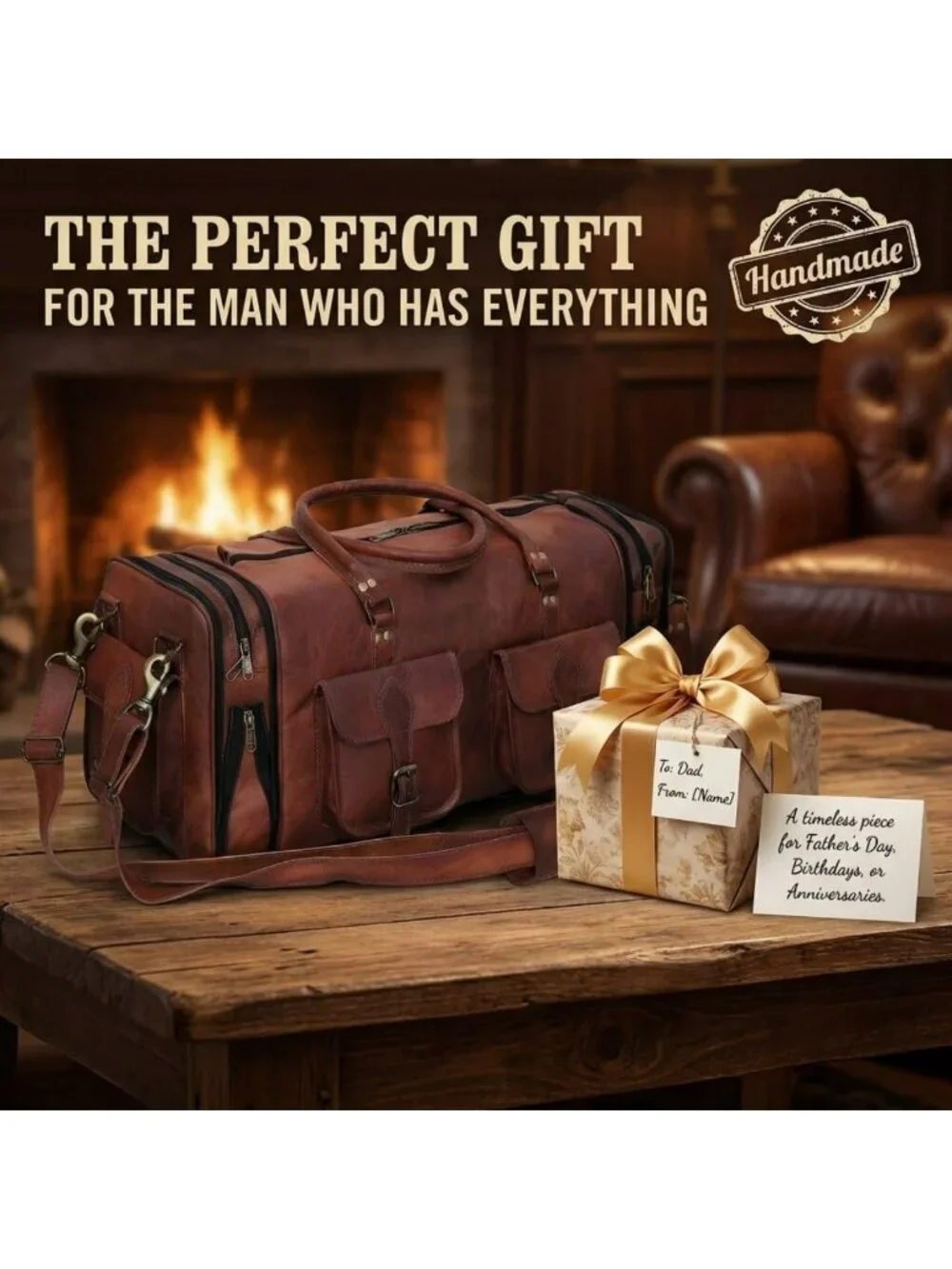 Vintage Leather Weekender Duffel Bag for Travel, Gym, Sports - Unisex 20